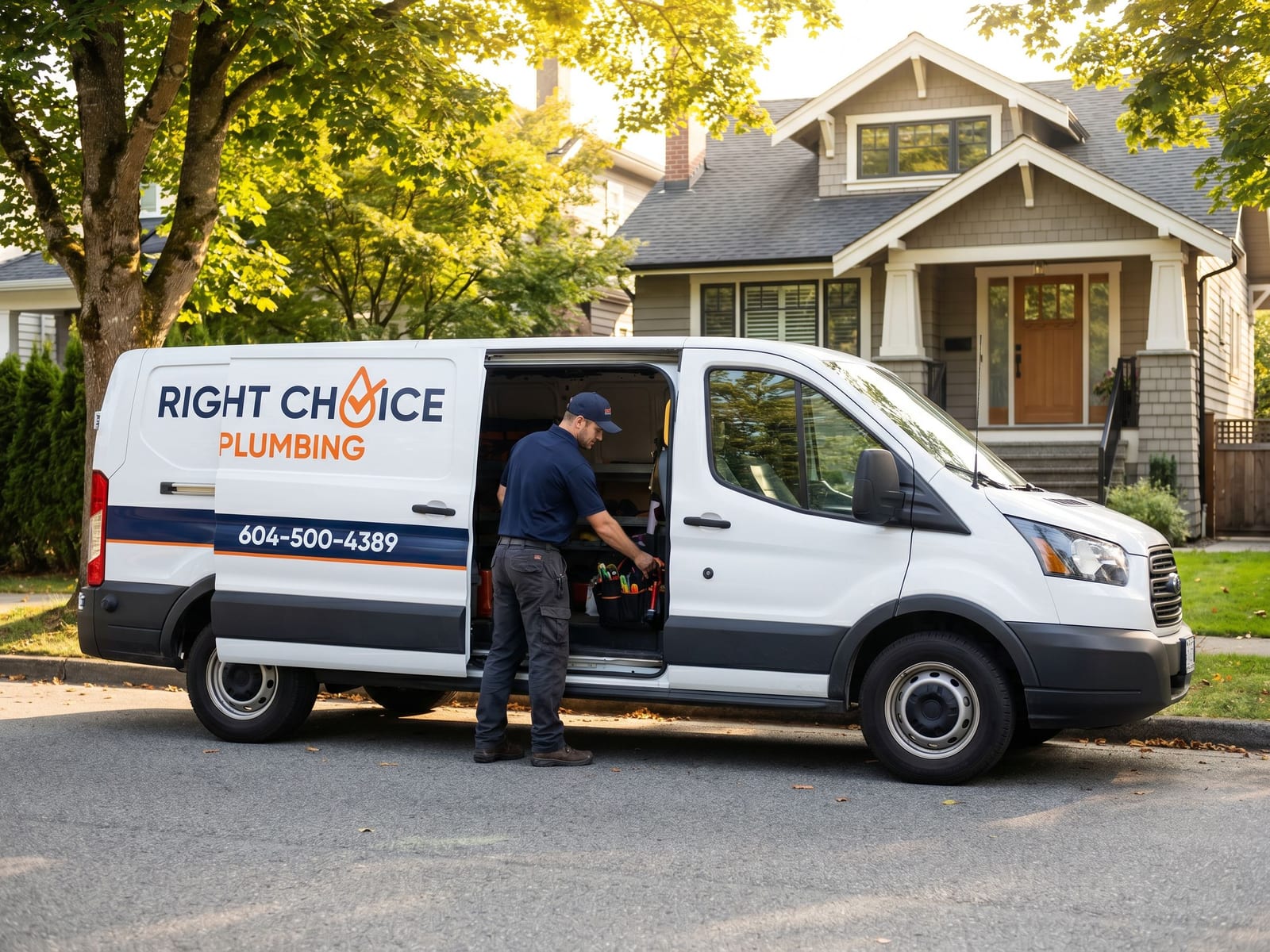 Right Choice Plumbing service van at a Vancouver faucet replacement & installation call
