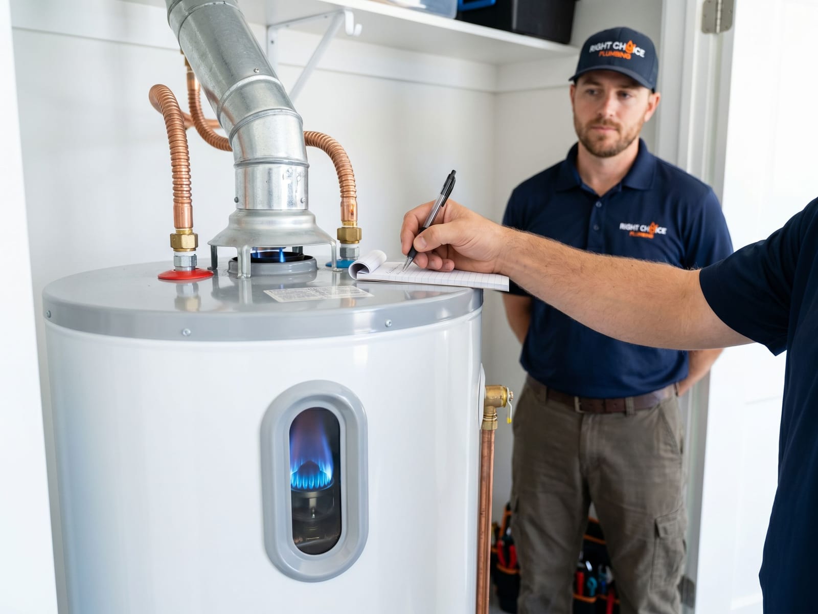 Finished hot water tank repair job in a Vancouver home