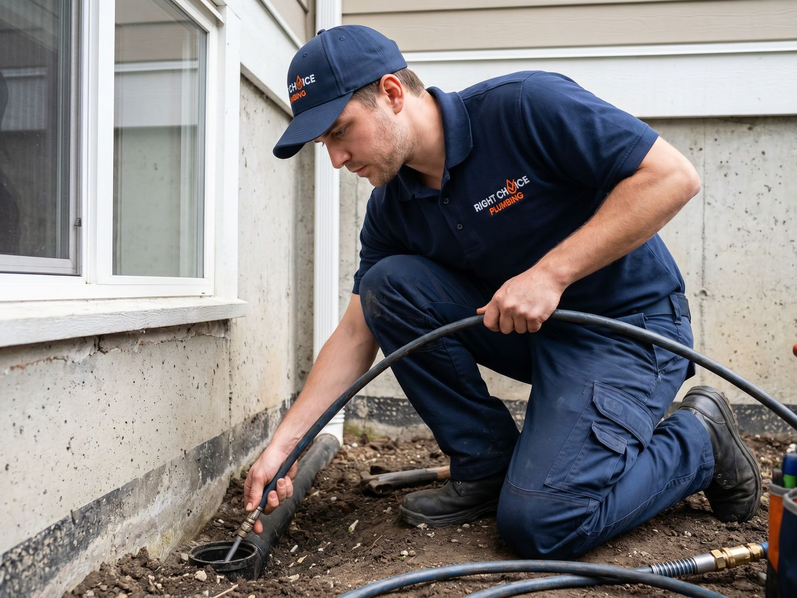 Perimeter Drainage Service in Vancouver - Right Choice Plumbing technician on the job