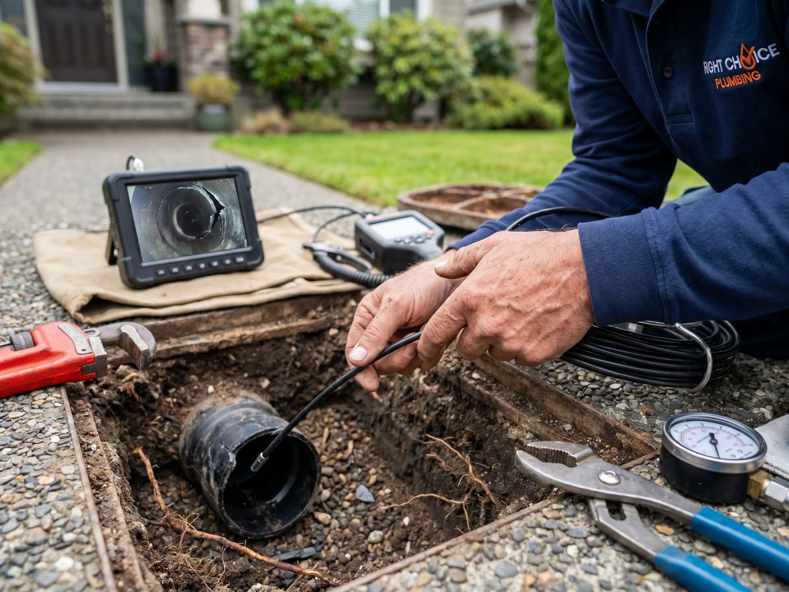 Sewer Line Repair diagnostic by a licensed Vancouver plumber