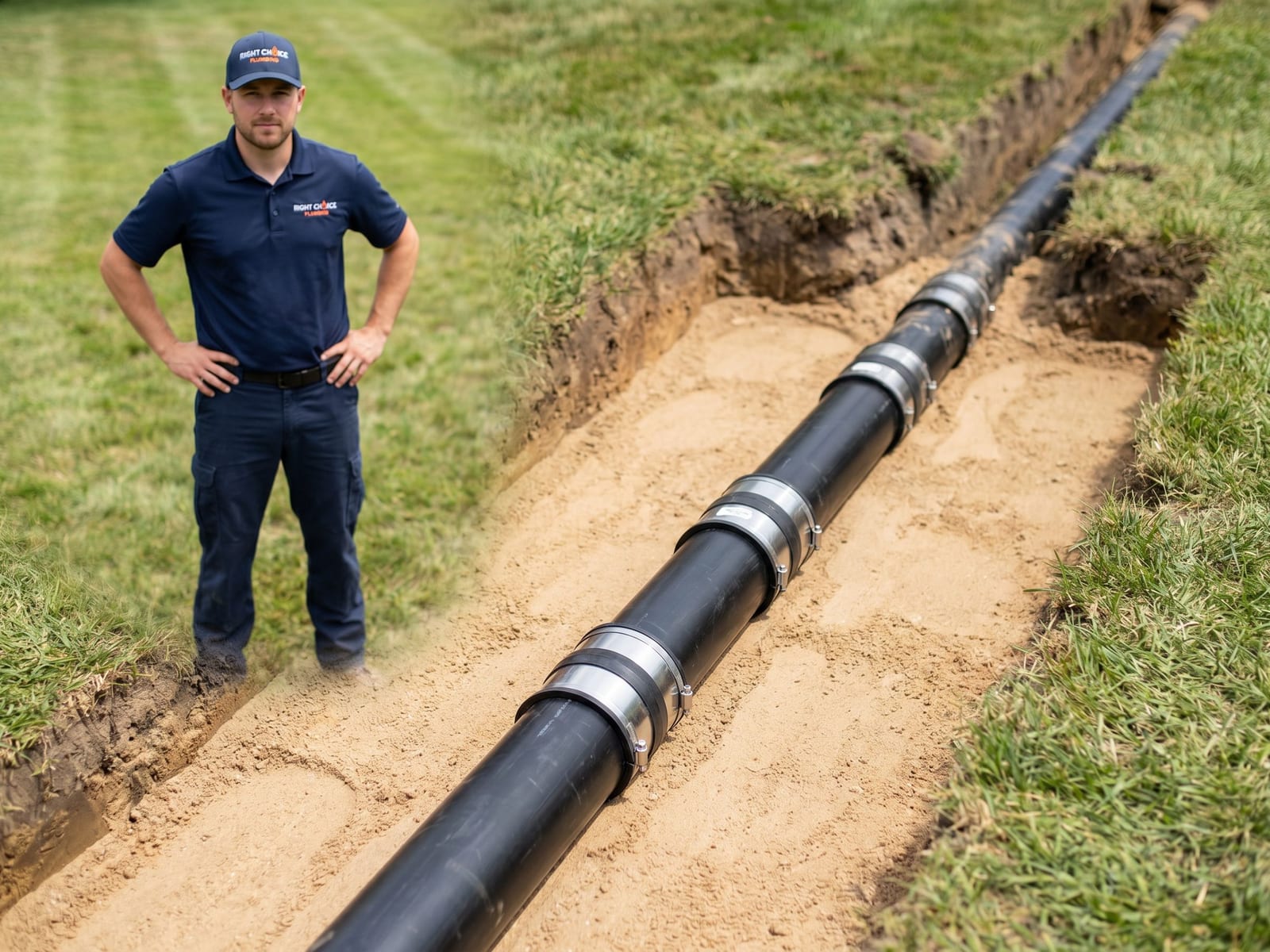 Finished sewer line repair job in a Vancouver home