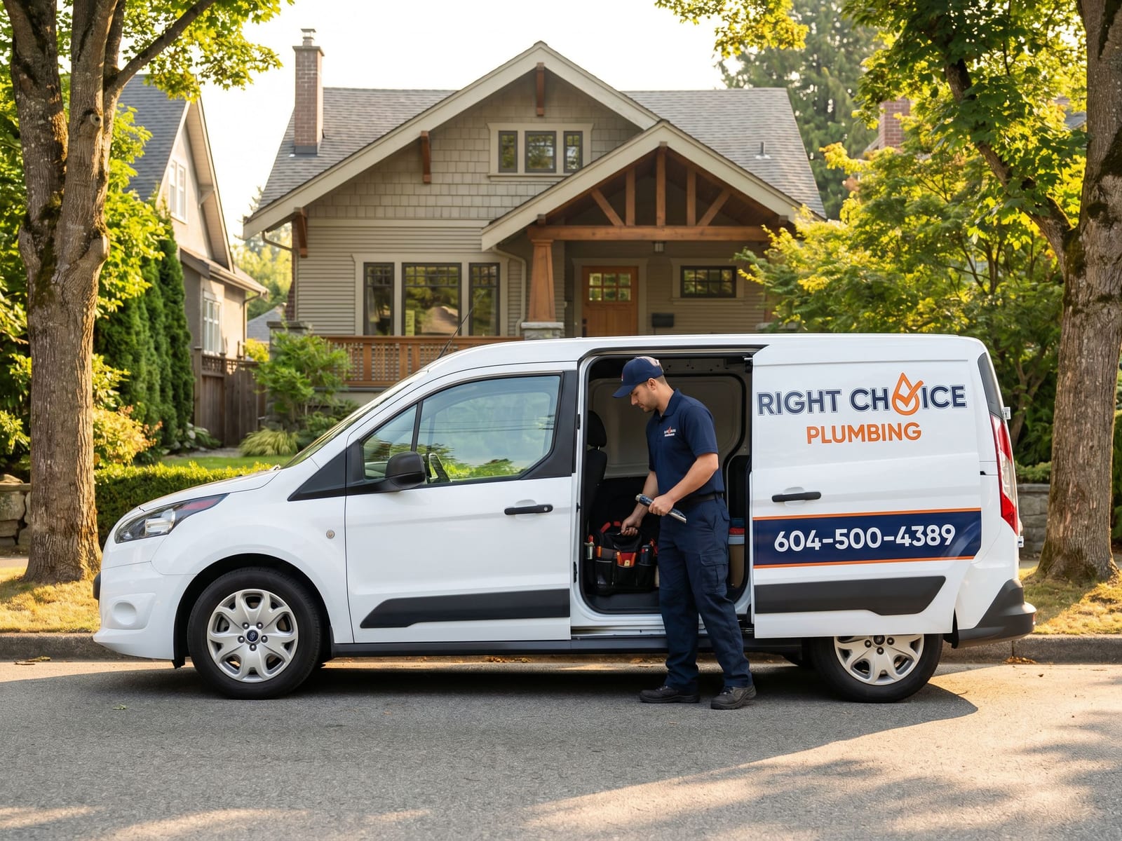 Right Choice Plumbing service van at a Vancouver toilet replacement & installation call